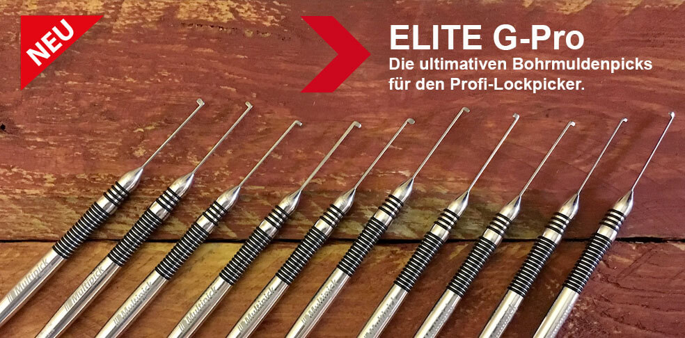 Multipick ELITE G-PRO sind die ultimativen Bohrmuldenpicks für den Profi-Lockpicker